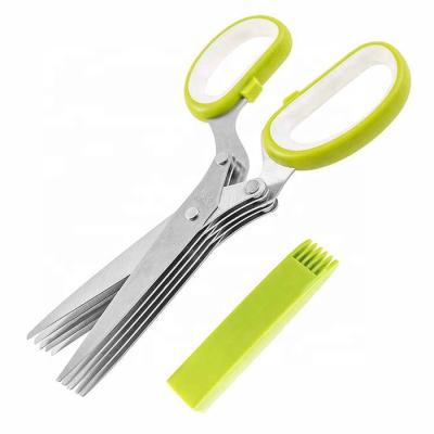 China Hot Selling Multi Home 5 Blades Spice Shredder Kitchen Herb Scissors Shears Cut Green Onion Cutter for sale