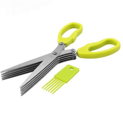 China Professional Herb Scissors Herb Scissors With Comb Universal Cutting 5 Stainless Steel Blades Kitchen Scissors for sale