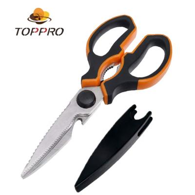 China Wholesale Sharp And Durable Multi Function Stainless Steel Kitchen Scissors Smart Shears With Comfortable Handle for sale