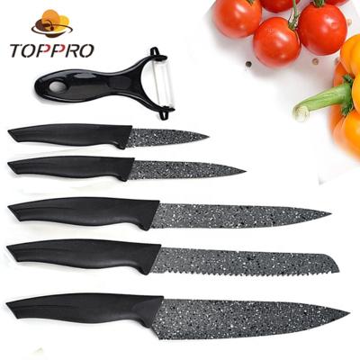 China High Quality Yangjiang 6pcs Stainless Steel Kitchen Knife Funny Knife Set With PP And TPR Coating Handle for sale