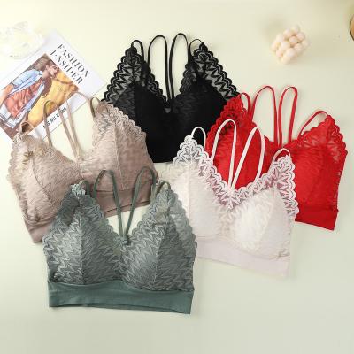 China High quality sexy cross lace yoga one piece wrapped chest comfortable seamless bra for women for sale