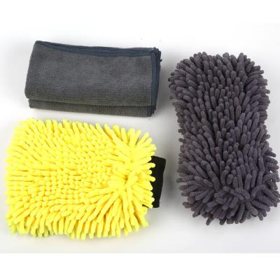 China Washable Microfiber Glove Car Washing Machine Sponge Pad Cleaning Kit 4pc for sale