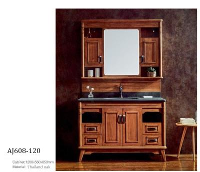 China Water proof new style 2019 Chinese style latest classic oak material bathroom cabinet for sale