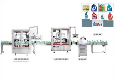 China Abdeckungs- und Etikettierungsmaschine mit Waschmittel 1L-3L 1500BPH zu verkaufen