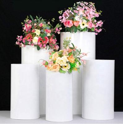 China DKELSEN Wedding and Party Equipment White Acrylic Cylinder Round Flower Stand Set D30*H60cm 2pcs, D40*H70cm 2pcs, D50*100cm 1pcs of 5 pieces for sale