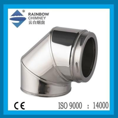 China CE Stainless Steel Double Wall Stainless Steel Flue Pipe Chimnea 90 Degree Elbow For Stove Pipe for sale