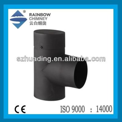 China CE Modern Carbon Steel Single Wall Chimney Wood Flue Pipe 90 Degree Tee for sale