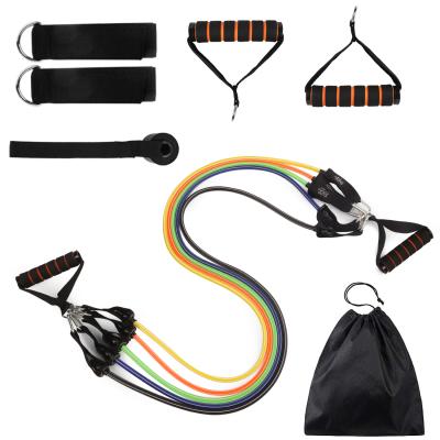 China Yoga Pilates Body Exercise Resistance Training Pull Rope Band 11pcs Fitness Elastic Band Set Resistance Bands for sale