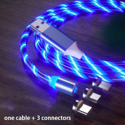 China MP3/MP4 Player 1m Led Flowing Lightweight Usb 3 In 1 Fast Micro Type C Magnetic Net Charger Magnetic Charging Cable For Iphone for sale