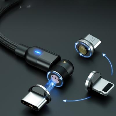 China MP3/MP4 Player Android Type 540 Degree Rotating 3 In 1 Magnetic Charger Fast Charging Cable L Shape 3A USB Straight Data Cable for sale