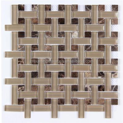 China Modern Gray 8mm Mix Stone Glass Mosaic Tiles--mix stone glass mosaic for sale