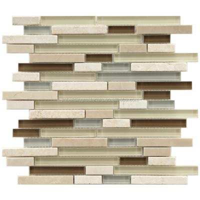 China Modern glass mosaic wall stone mix brick glass mosaic--wall glass mosaic for sale