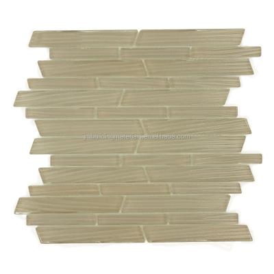 China Modern Linear Wave Wave River Crystal Glass Mosaic Random Linear Wall Tile for sale