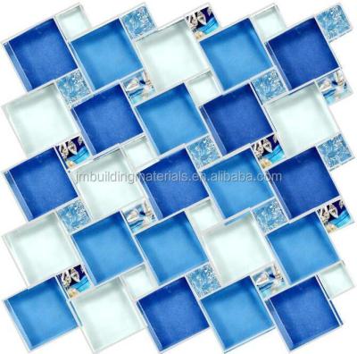 China Modern Blue Crystal Glass Mix Resin Tile Mosaic for sale