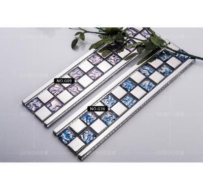 China Modern Metallic Glass Mosaic Border-- Luxury Glass Border Tiles for sale