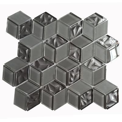 China modern gray rhombus crystal mosaic tiles mix stone/metal decorative mosaic tiles--decorative tile for sale