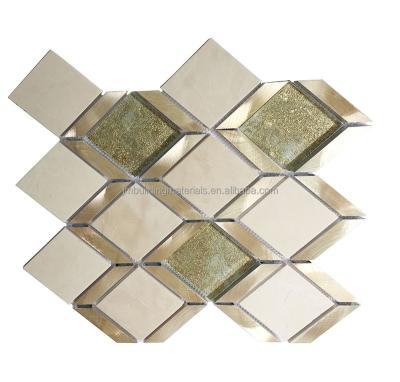 China Modern rhombus crystal mosaic tiles mix stone/metal decorative mosaic tiles--decorative tiles for sale