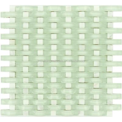 China Modern Green Ice Weave Shining Crystal Mosaic Tiles-Backgound Decoration for sale