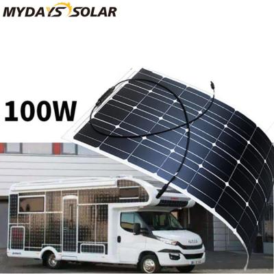 China Mydayssolar Monocrystalline Silicon 100W Semi Flexible Monocrystalline Solar Panel for Outdoor Photovoltaic RV Motorhome Power Plant for sale