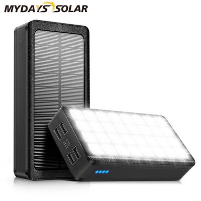 China Fast Charging Support Mydayssolar Portable Phone Charger 4 Output 2 Input Ports 30000mAh Solar Power Bank With Flashlight Camping Boosting Travels for sale