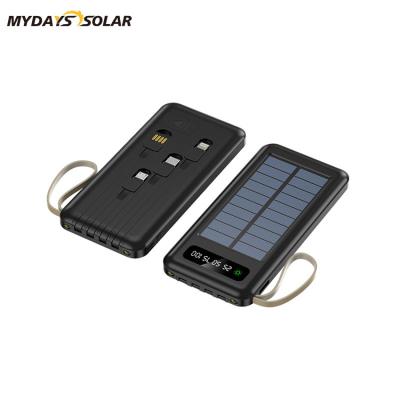 China Mydayssolar 20000mAh 30000mAh 40000mAh Portable Solar Power Bank Solar Panel Charging With 4 External 4 Cables LED Flashlight Dual Battery Packs for sale