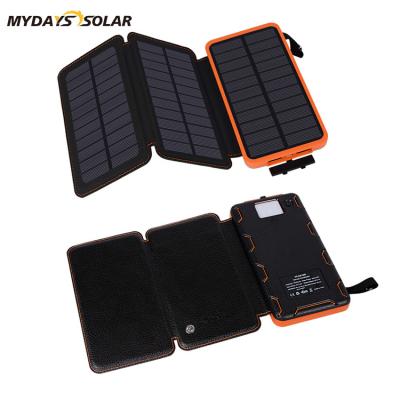 China Mydayssolar 16000mAh Portable Dual USB Solar Panel Charging Outputs 4 Panel Solar Power Bank for Smartphones Tablets Camping Boost Charger for sale