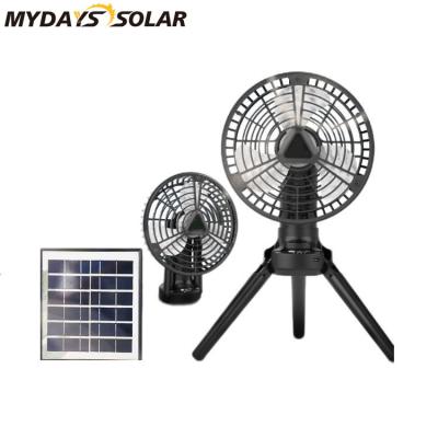 China Mydayssolar Light Fan 270 Degree Rotation 3 Different Speeds Automatic LED Light Tripod Foldable Camping Fan for Travel Families Groups for sale