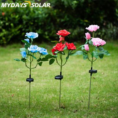 China Garden Mydayssolar IP55 Outdoor Waterproof 5 Colorful Rose Decorations Solar Flower Light for Pathway Walkway Patio Yard Lawn Memorial for sale