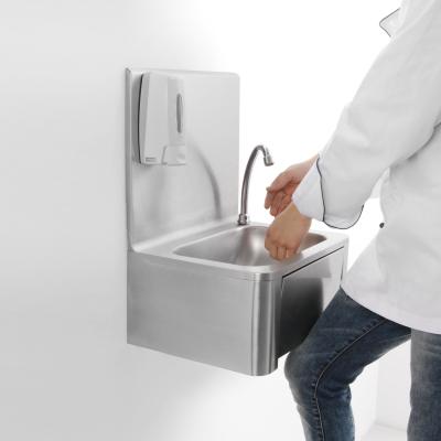 China With Faucet Stainless Steel Hand Hole Knee Free Double Hand Wash Sink for sale