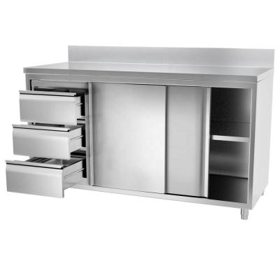 China Modern restaurant stainless steel kitchen work and sink table with drawers for sale