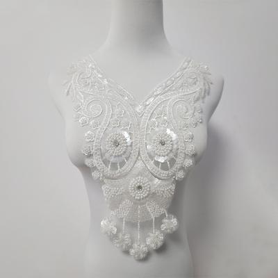 China 3D Embroidery Wedding Accessories Wedding Corsage Handmade Garment Corsage Beaded Collar Patches for sale