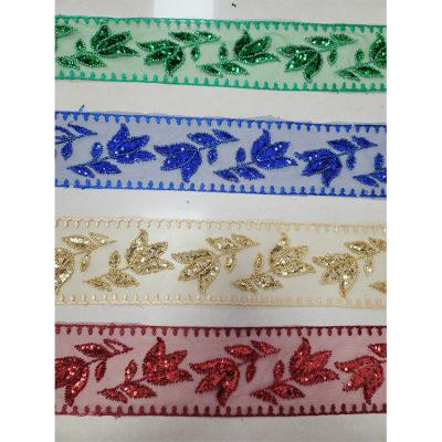 China 3D Multi Patterns Colorful Flower 3D Embroidered Beaded Lace Trim Wholesale Beaded Lace Trim for sale