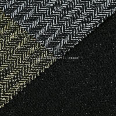 China Soft Fancy Wave Style Metallic Jacquard Polyester Spandex Knit Fabric for sale