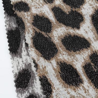 China Sustainable Leopard Print Metallic Lurex Knitted Cloth Polyester Fabrics For Clothes for sale