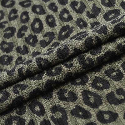 China Stretch 5*4 rib print polyester spandex leopard fabric stretch for dress or tops for sale