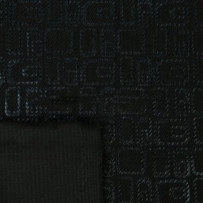 China Black soft special design jacquard foil polyester jacquard weft knit foil knitted fabric wholesale for sale