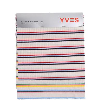 China Shrink-Resistant Soft Hot Selling Modern Yarn Dyed Dress Knitted Colorful Stripe Printed Rib Fabric For Collar for sale