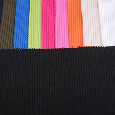 China Custom Stretch New Products Eco-friendly Knitted 4*4rib Solid Color Ribbed Poly Rayon Spandex Apparel Rib Fabric for sale