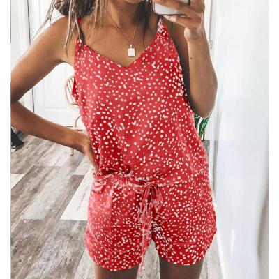 China Amazon Hot Selling Anti-Static Wholesale Online Women's Polka Dot Satin Fashion Camis Tops and Shorts Pajama Set for sale