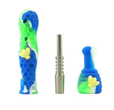 China Hot Selling Glow Honeycomb Dabing Straw Silicone Smoking Bee Hitter Anti-Slip Pipe for sale