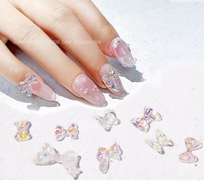 China 3d Three-dimensional Art Decoration Acryl Accessories Buterfly All-match Aurora Bow Magic Color Nail Charm Newest Resin Nail Art Decoration Supplies Factory Supply for sale