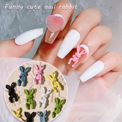 China Newest Nail Art Decoration Supplies Factory Direct Combine Three Dimensional Skull Rabbit Metal Spray Painted Rabbit Nail Art Decoration Metal Designs for sale