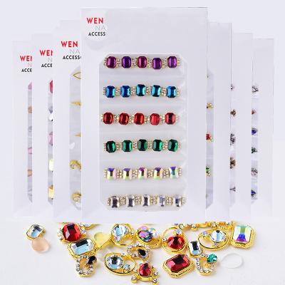 China Newest Rhinestone Crystal Nail Art Kit Decoracion Metal Bagged Nail Ornament 6 Alloy Nail Art Decoration Supplies Factory Direct By High End Japanese Grid for sale