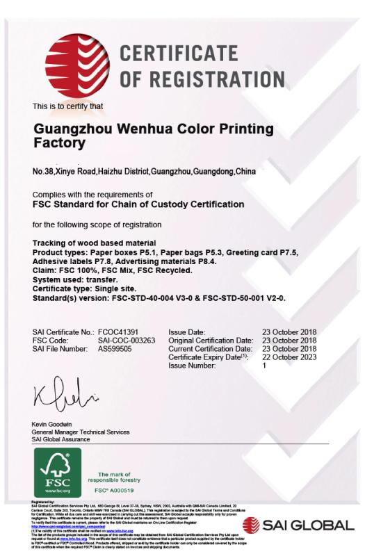 FSC - Guangdong Wenhua Color Printing Co., Ltd.