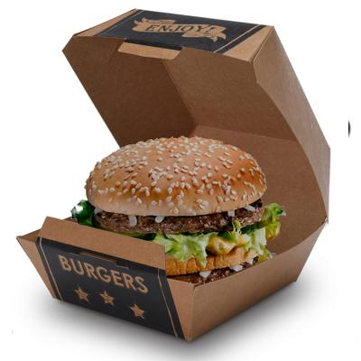 China Recyclable Custom Disposable Food Grade Paper Hamburger Cardboard Hamburger Packaging Box for sale