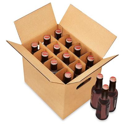 China Wenhua Disposable Corrugated Paper Cardboard 24 Bottle Wine Beer Shipping Cardboard Box for sale