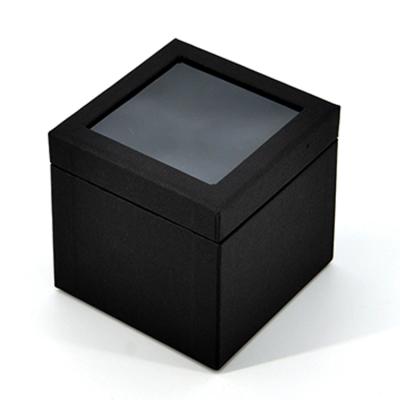 China Recyclable High End Lid Off Gift Box With Clear Plastic With Gold Stamping for sale