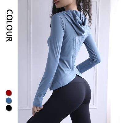 China Breathable Customize Logo Women's Logo Women's Long Sleeve Workout Equipment Long Sleeve Workout Fitness Yoga Jacket Hooded Active Top Active Hoodie for sale