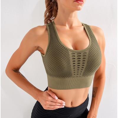 China Women Breathable Seamless Sports Hollow Out Underwear Suits Wear Fitness Yoga Tank Bra Training Tops for sale