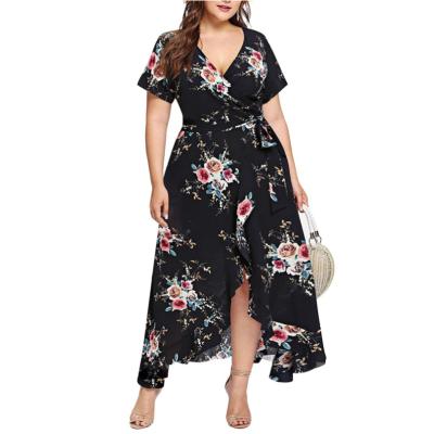 China Viable Plus Size Empire Waist Asymmetric High Low Bohemian Split Maxi Dress For Women for sale